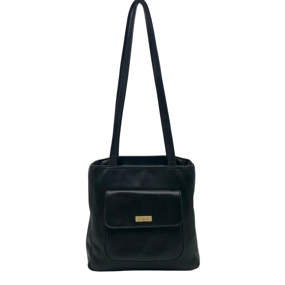 Crazy Horse Black Faux Leather Shoulder Bag